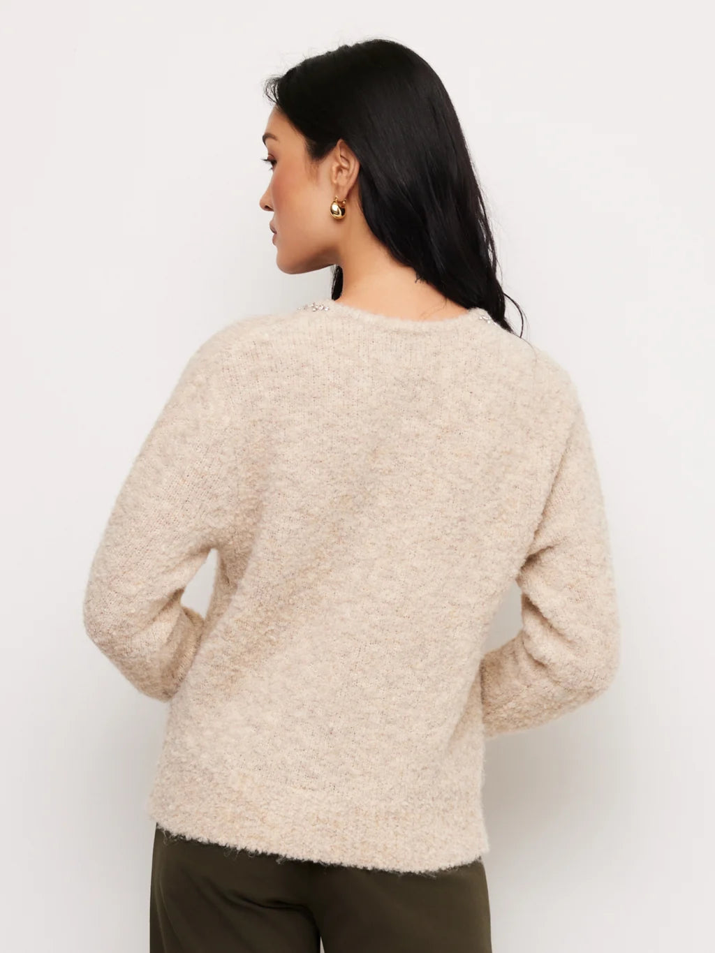 ASH EMBELLISHED V-NECK SWEATER