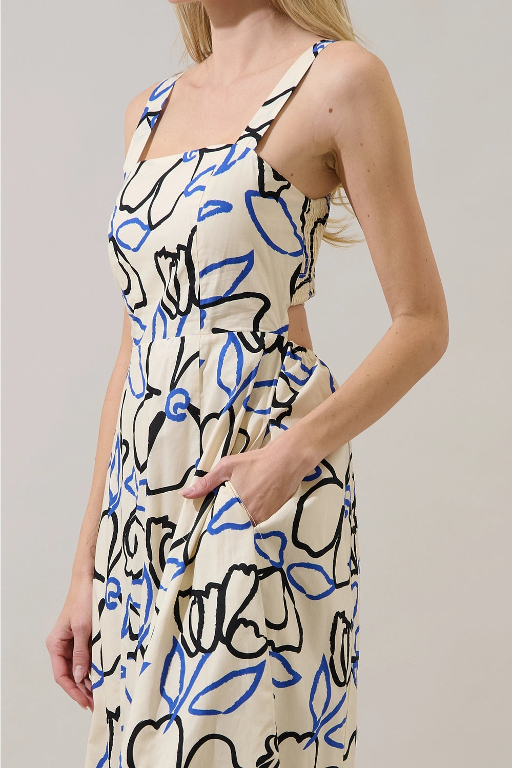 Tercy Floral Steff Open Back Midi Dress
