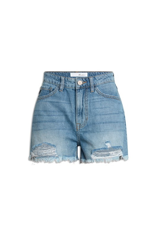 High Rise DENIM SHORTS JEANS- KC9145M-OP