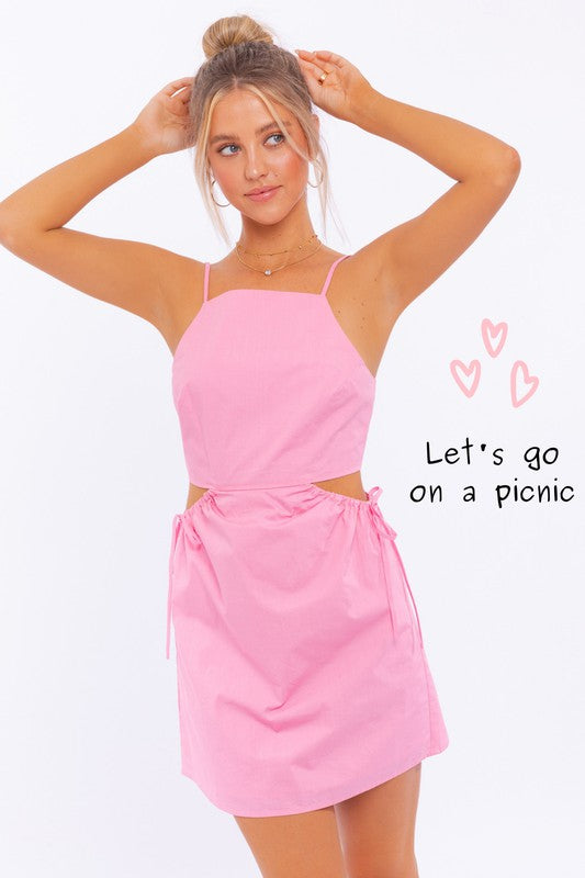 CUT OUT POPLIN DRESS