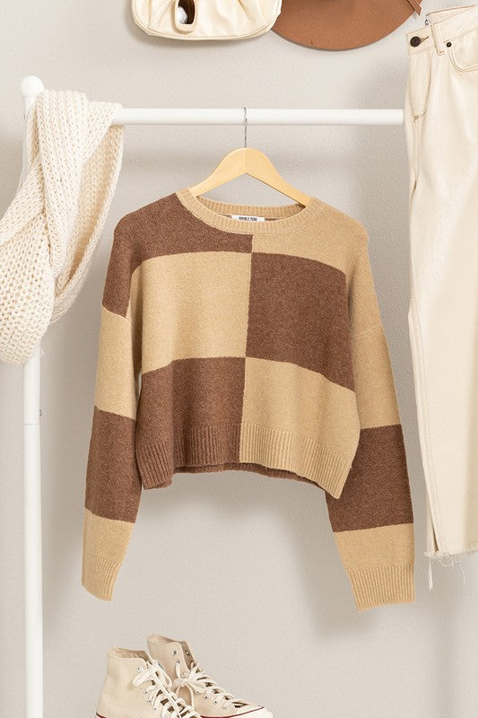 Modern Club Long Sleeve Color-Block Sweater