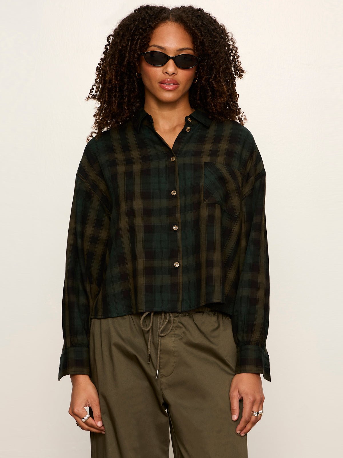 THE AUTUMN EDIT FLANNEL TOP FOREST PLAID