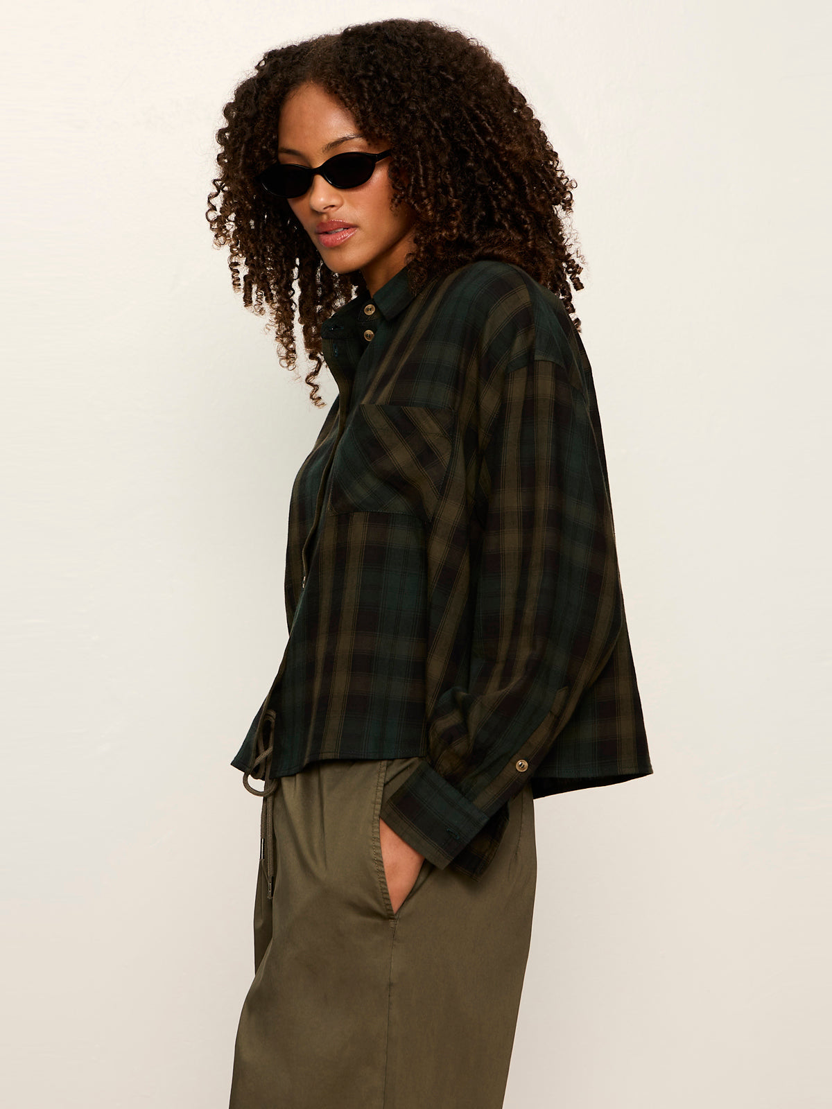 THE AUTUMN EDIT FLANNEL TOP FOREST PLAID