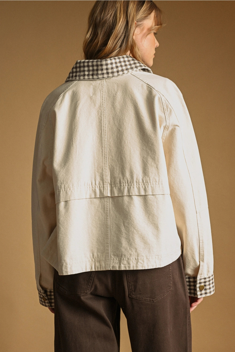 Gingham Collared Twill Jacket