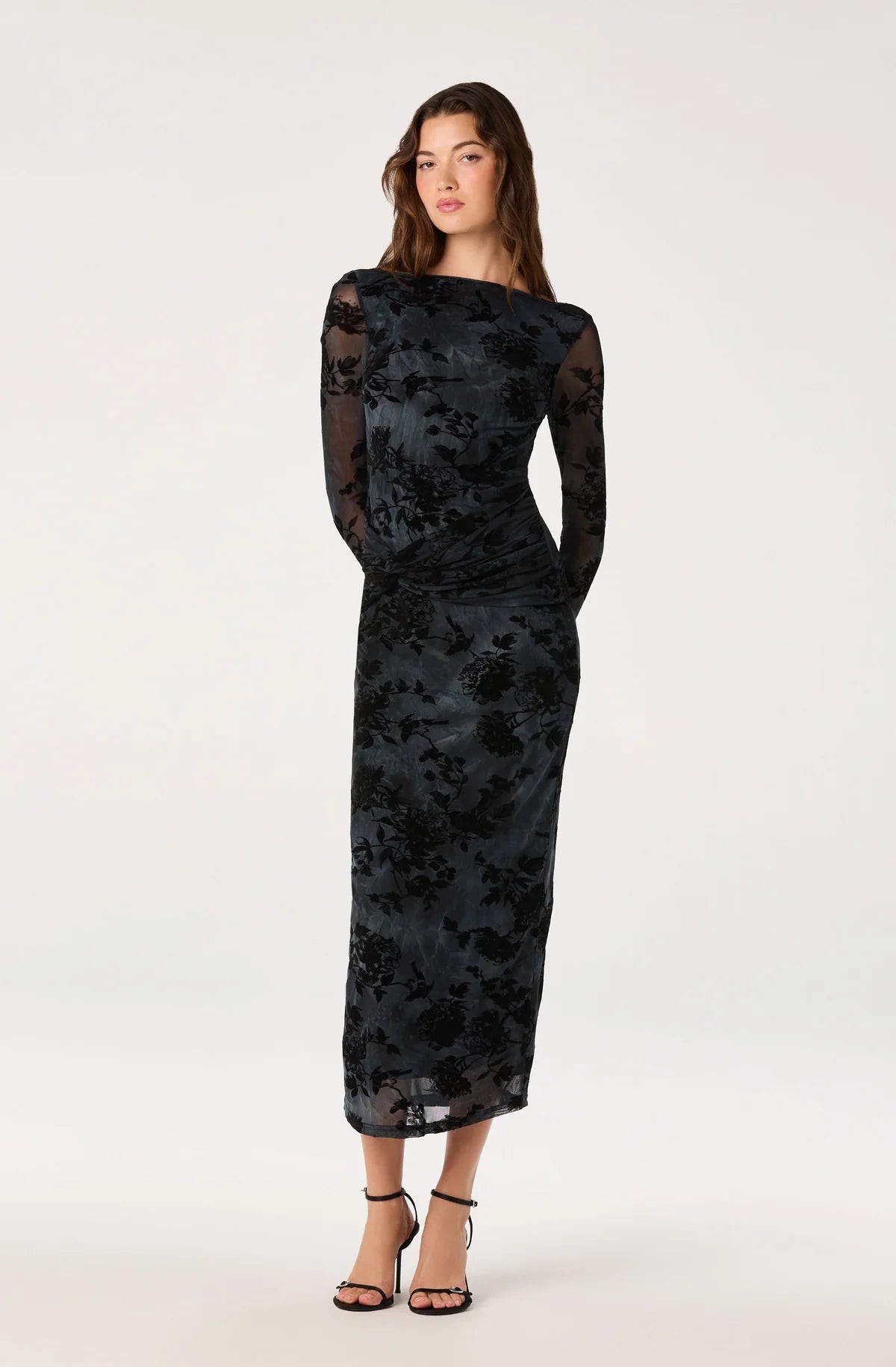 Syriah Burnout Floral Mesh Dress