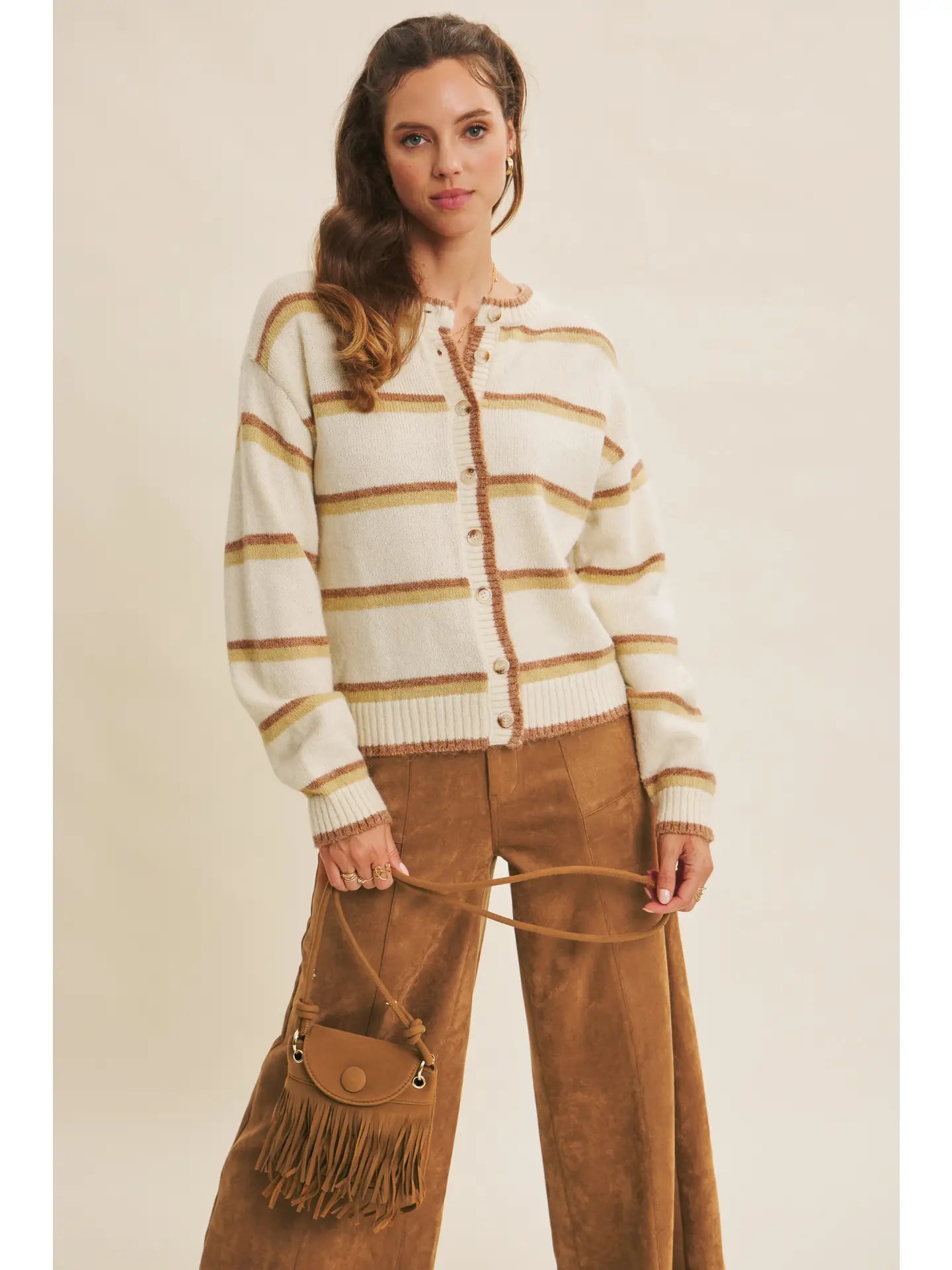 Cozy Charm To Autumn Plan Stripe Cardigan