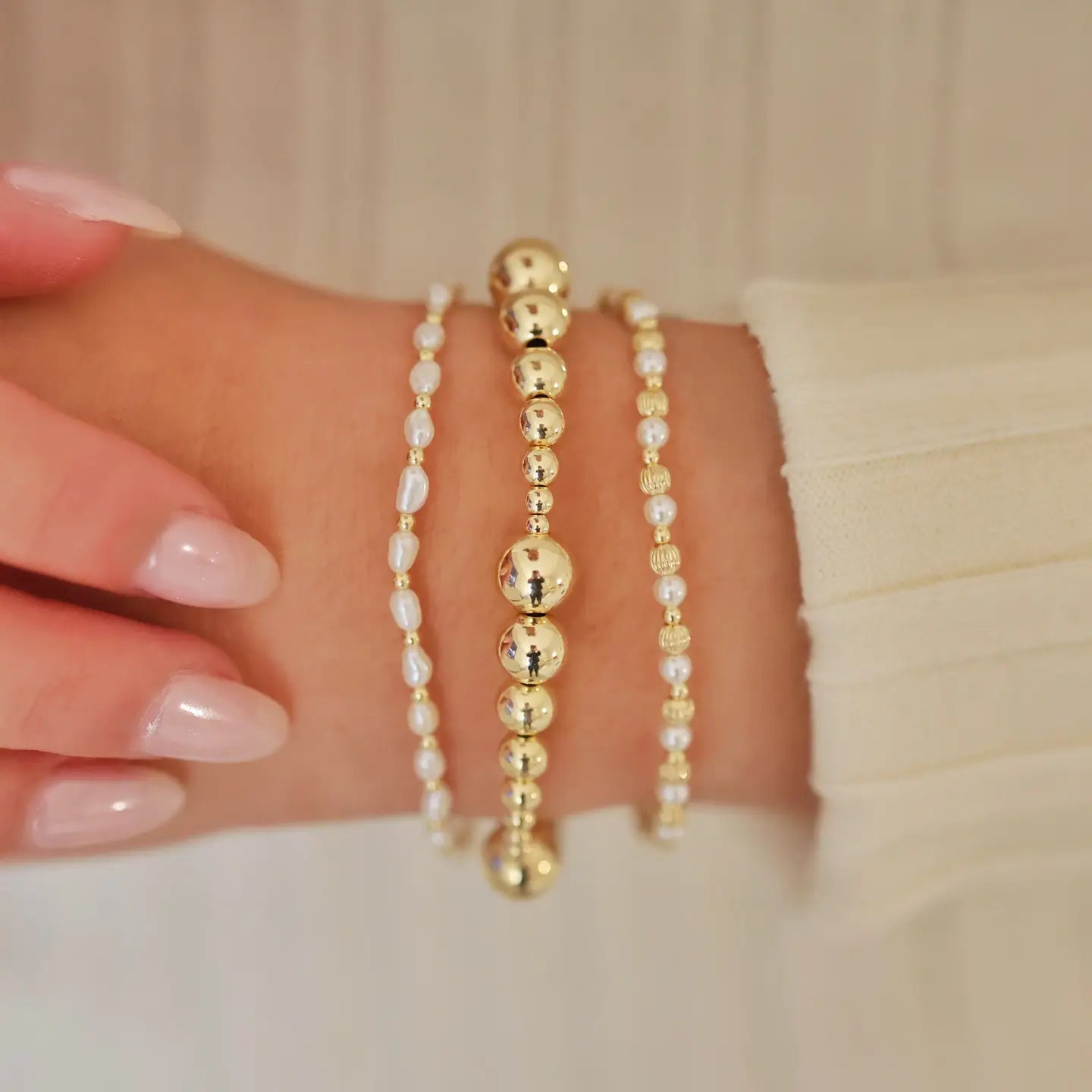 Kennedy | Gold Filled Beaded Bracelet with Pearls
