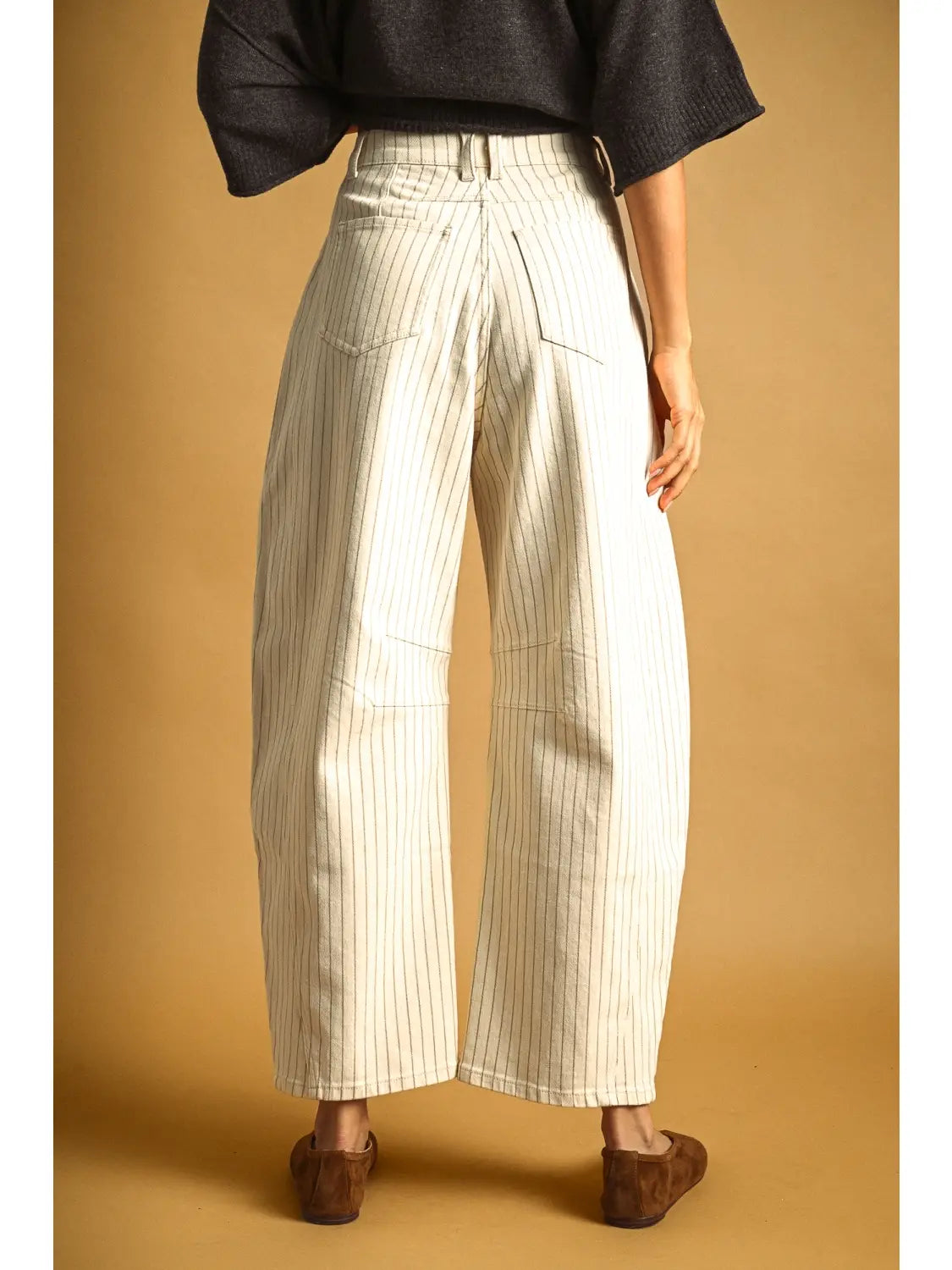 Pinstriped Pattern Barrel Pants