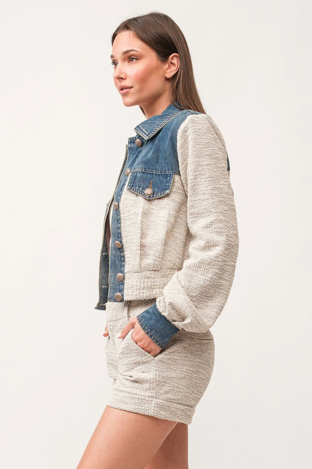 CHELSEE BOXY DENIM CONTRAST JACKET CONFETTI