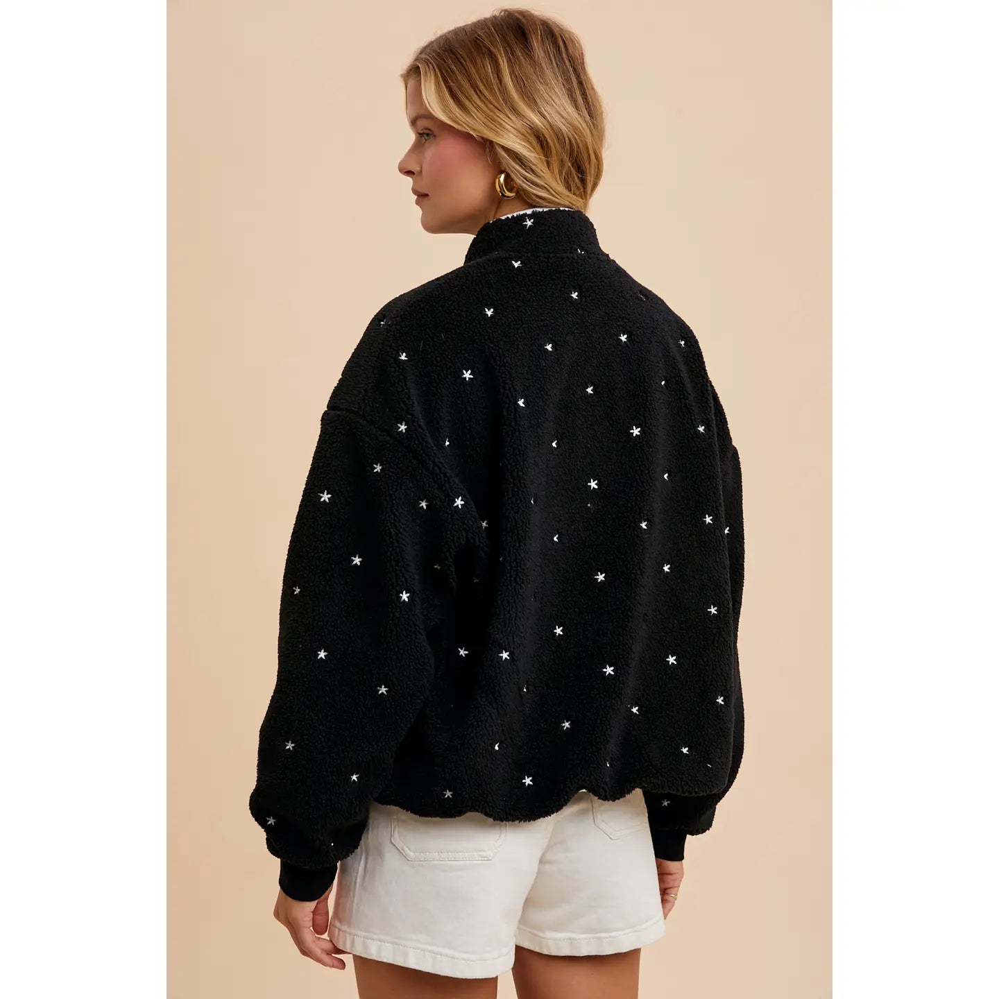 Speckled Embroidered Sherpa Jacket