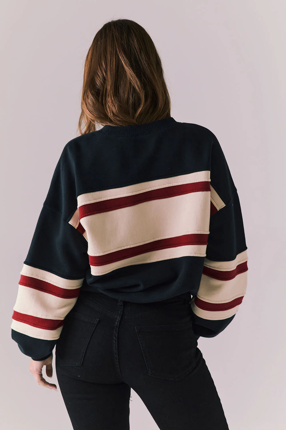 Allstar Colorblock Pullover – Black Sweatshirt with Red Star Print