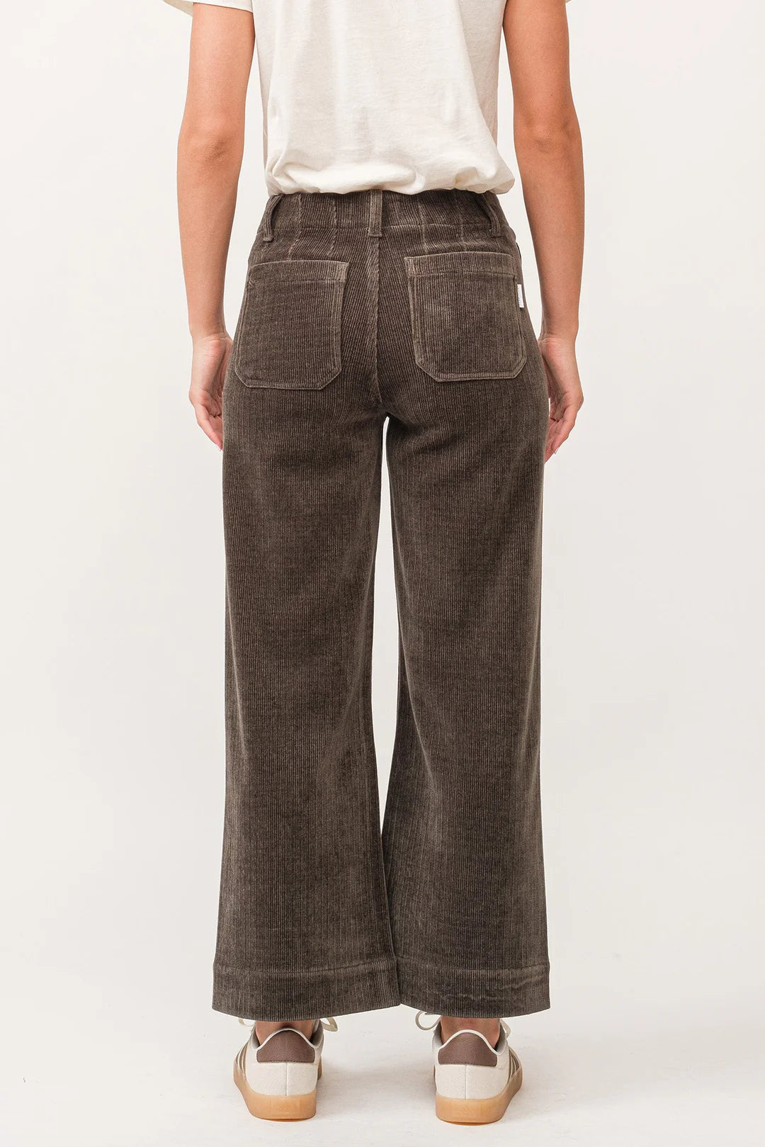 AUDREY HIGH RISE WIDE LEG PANTS DARK OLIVE CHENILLE