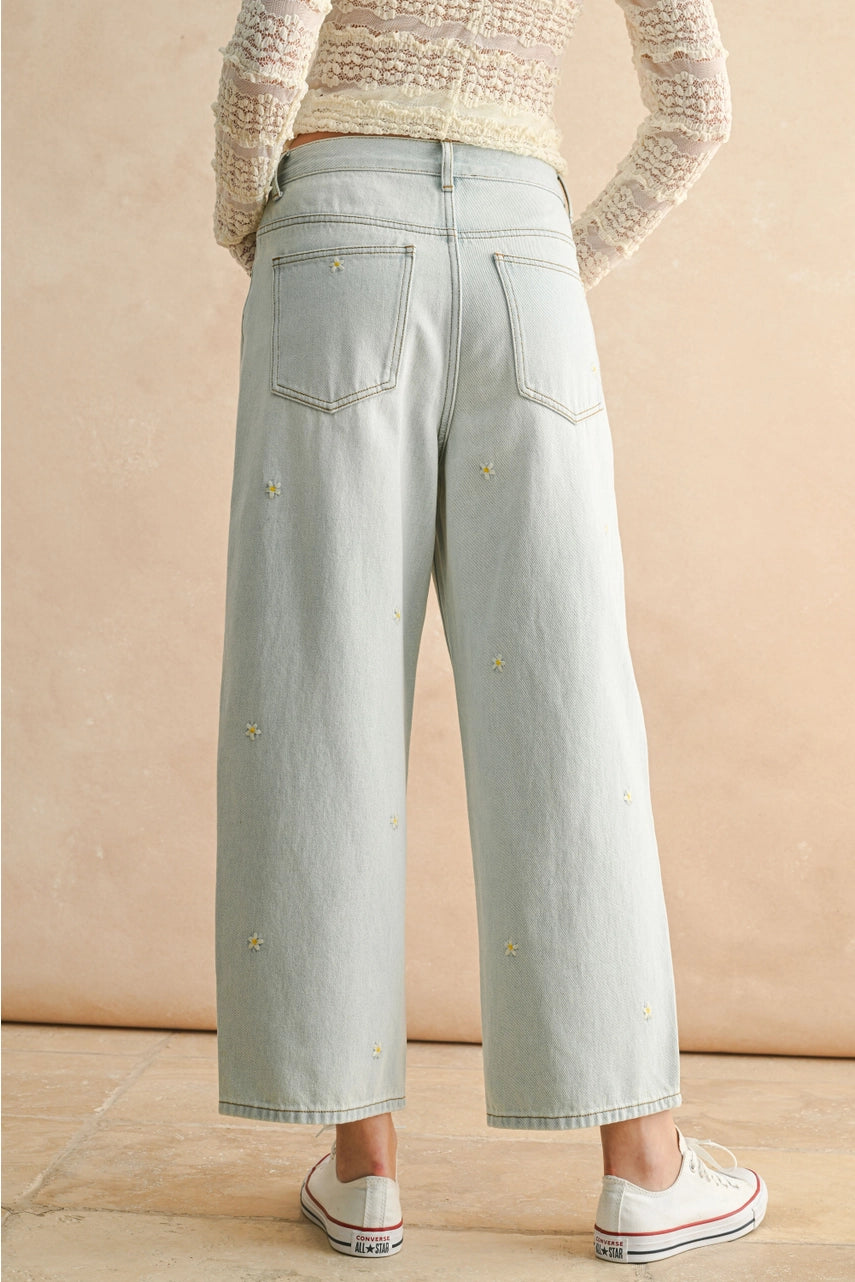 Flower Embroidery Pants