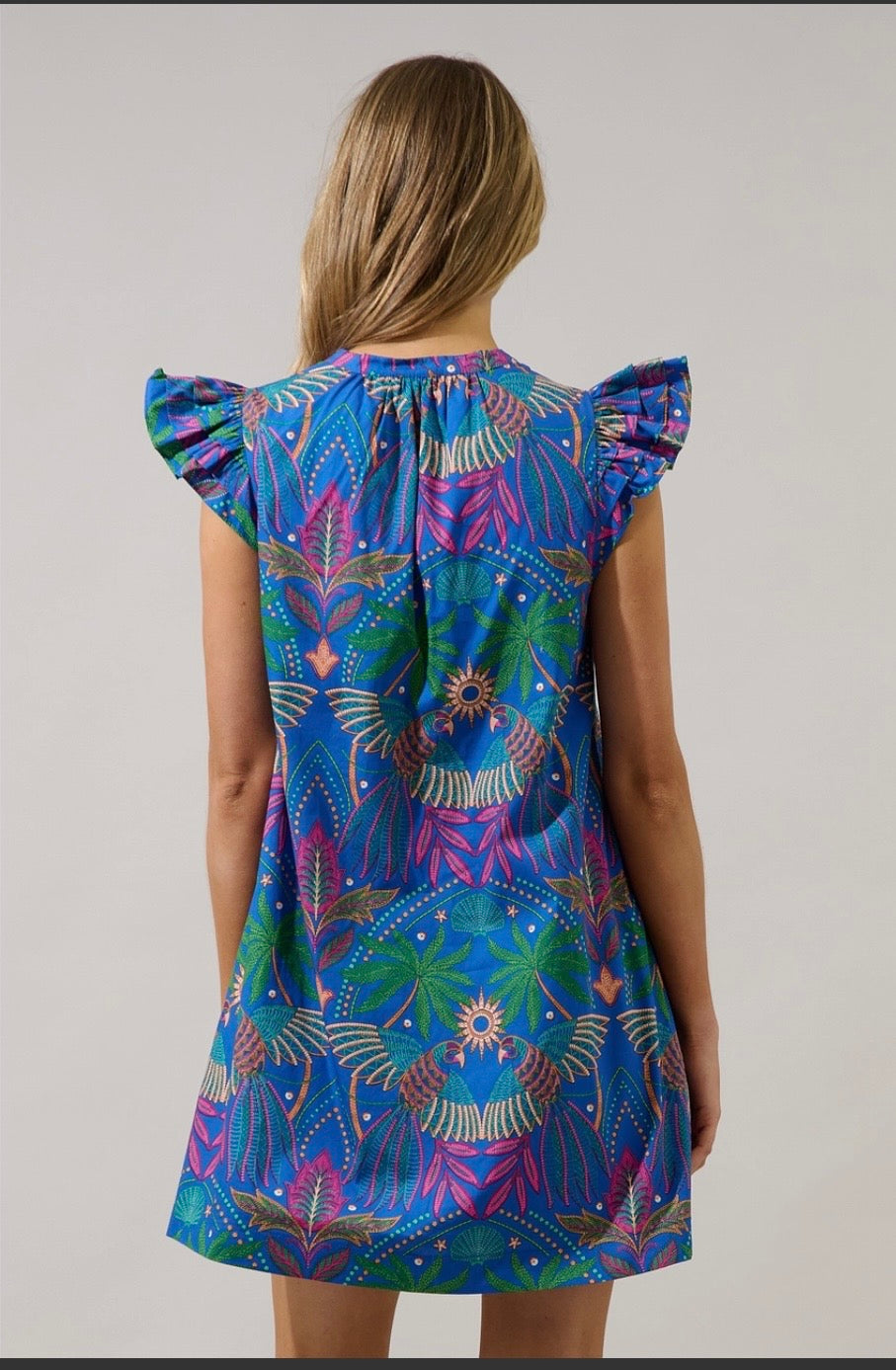 Yori Tropical Evalyn Ruffle Mini Dress