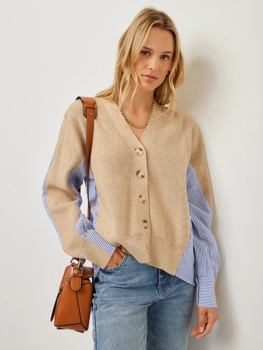 CELINE MIXED MEDIA CARDIGAN