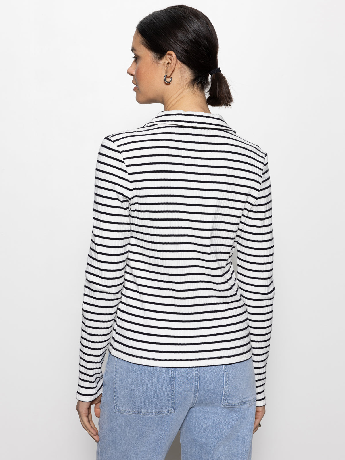 DAYDREAMER KNIT SHIRT CHALK / BLACK STRIPE