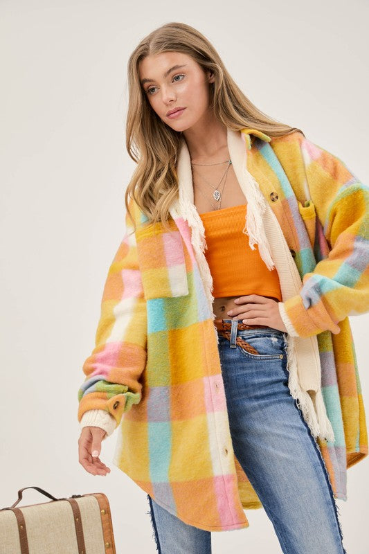 Multi Plaid Fuzzy Jacket