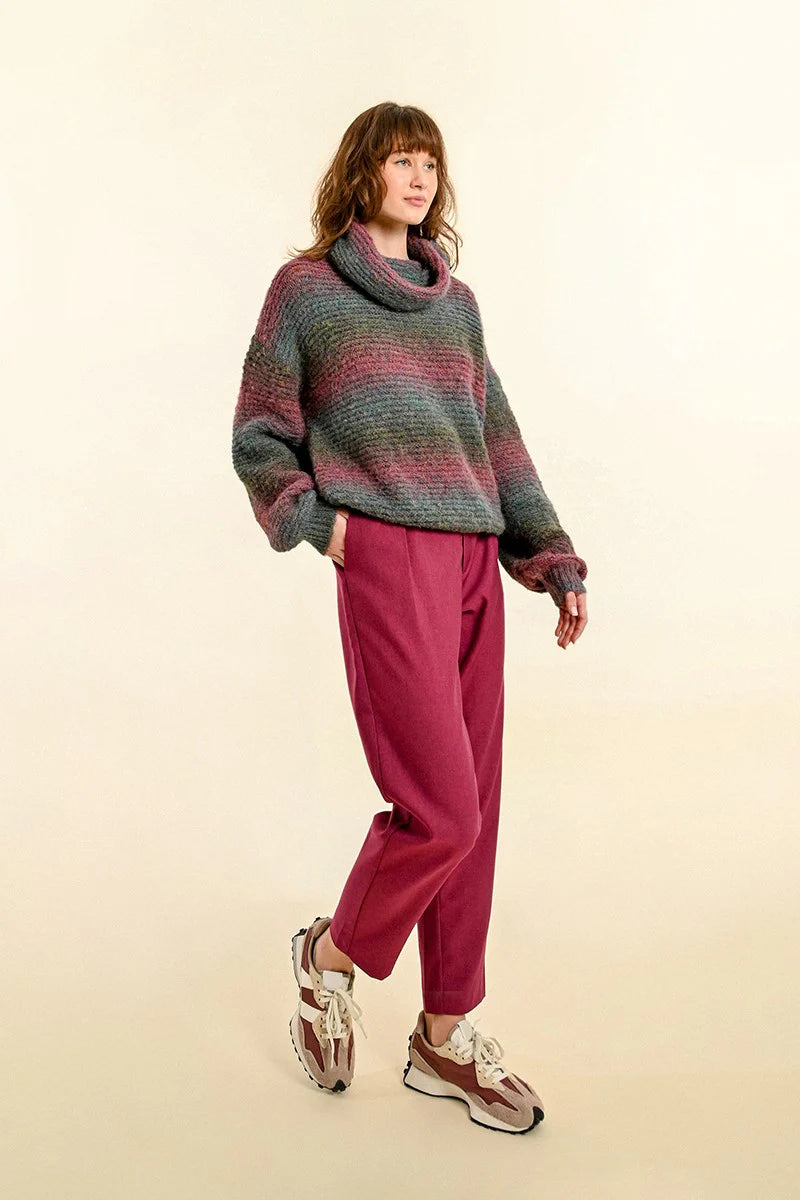 TIE & DYE KNIT WIDE TURTLENECK SWEATER