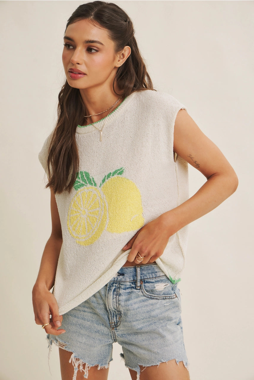 Kitschy Cool Relaxed Fit Playful Sweater with Contrast Line