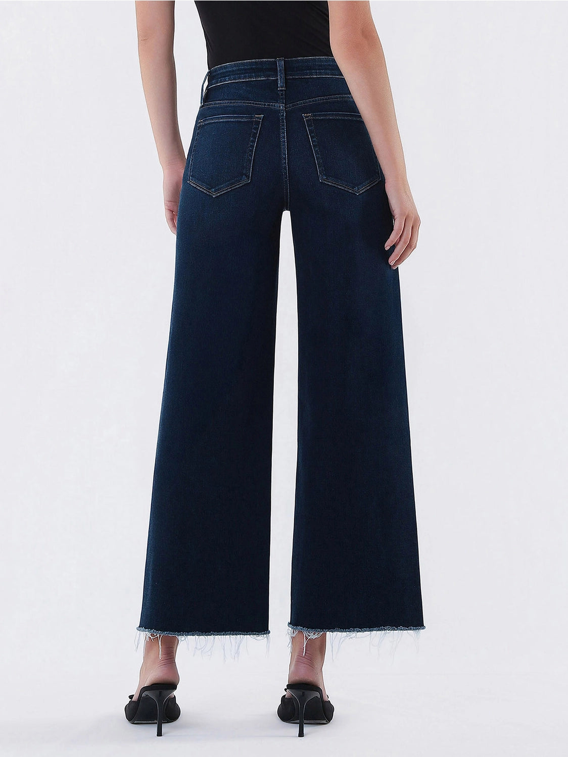Olivia High Rise Dark Wash Ankle Wide Leg Jeans