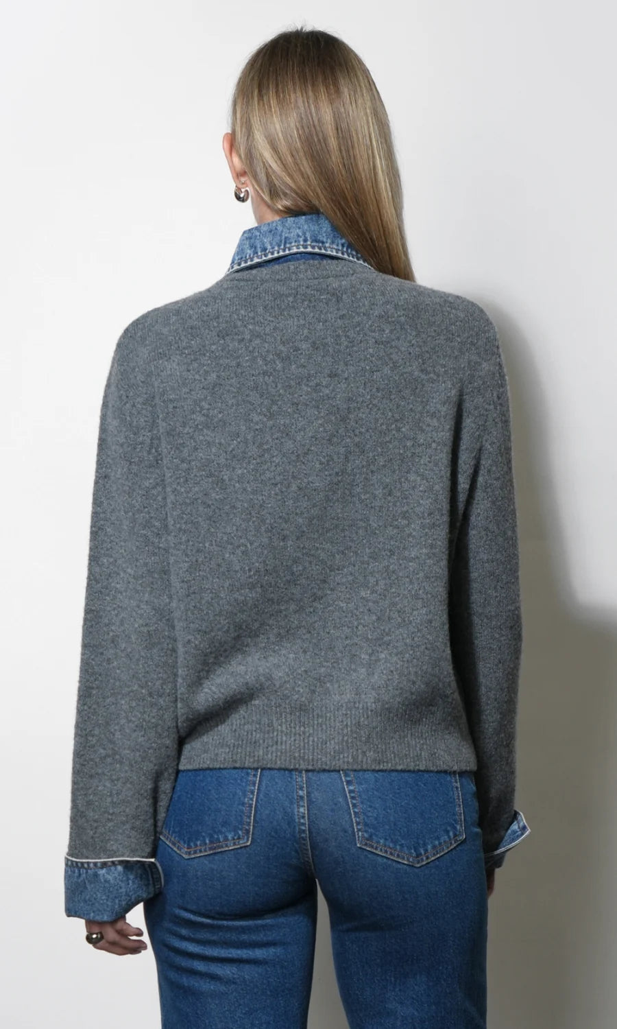 Romi Mixed Media Button Down Sweater