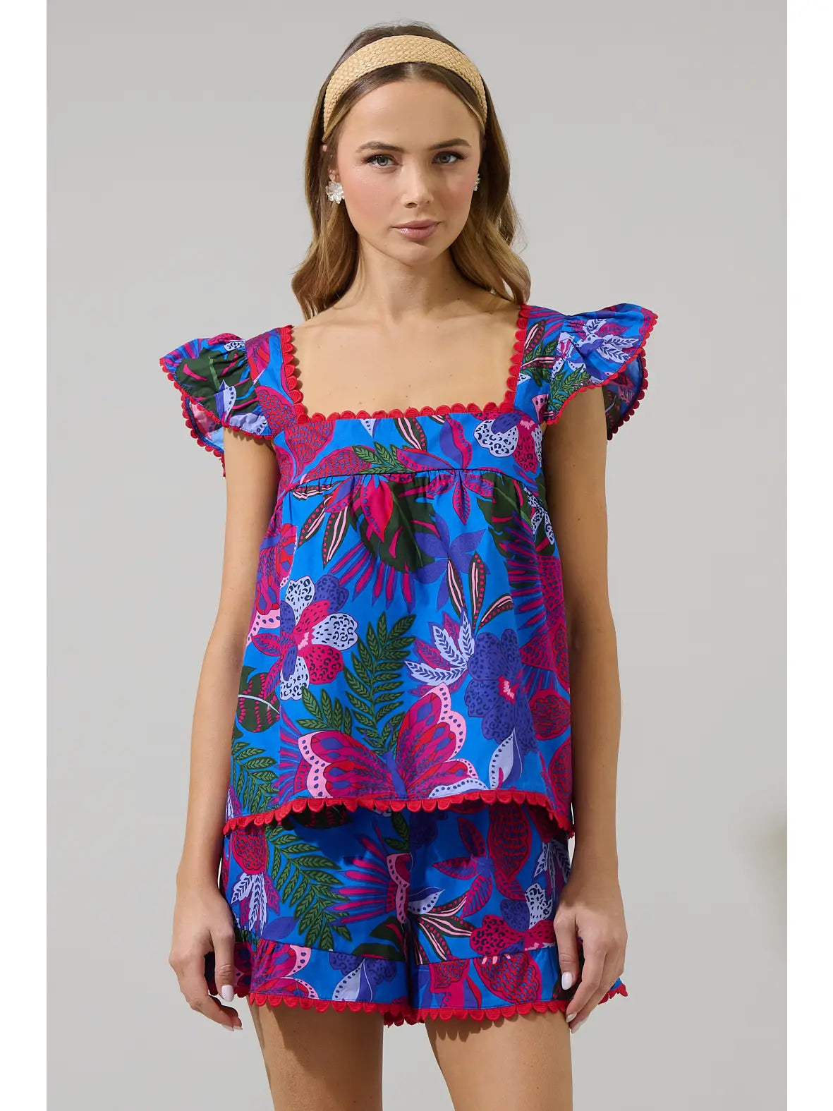 Mela Tropics Ada Ruffle Top