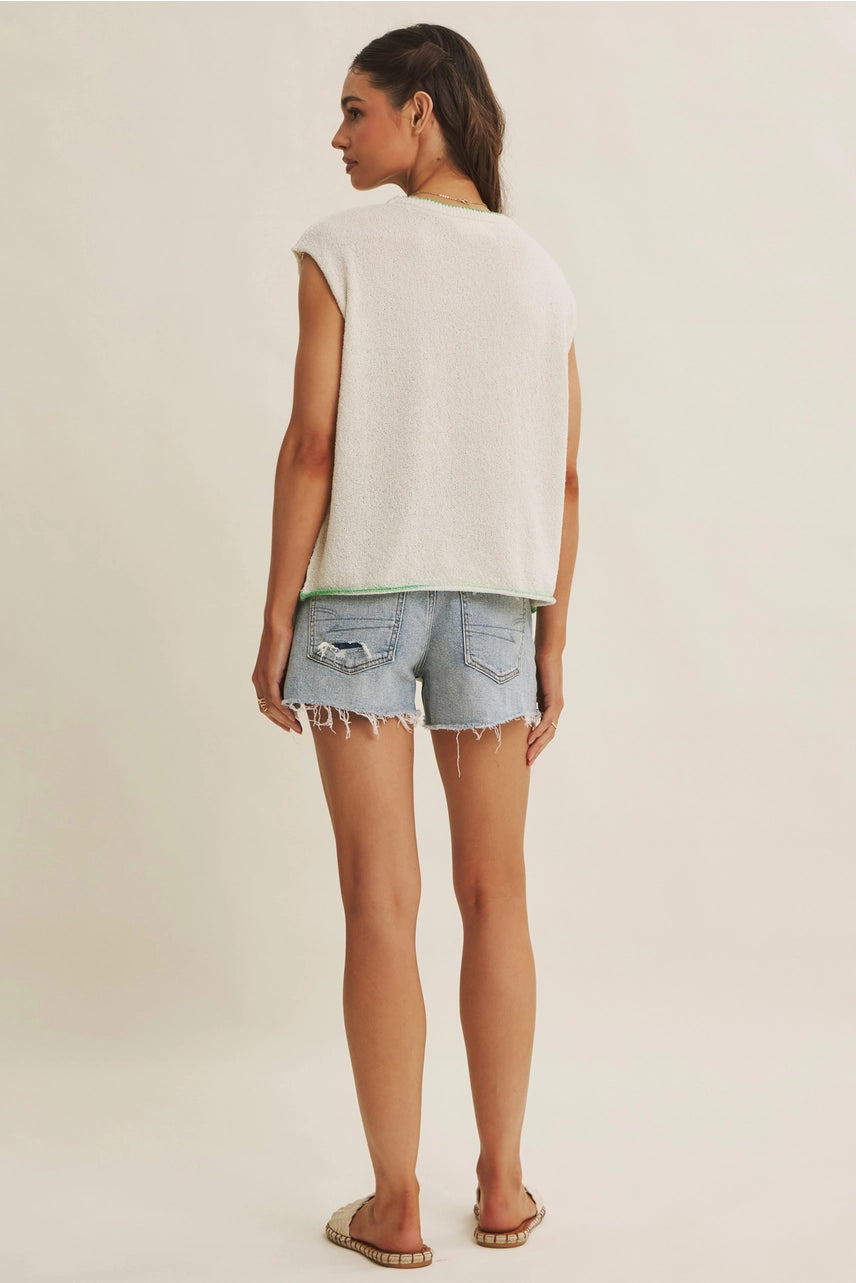 Kitschy Cool Relaxed Fit Playful Sweater with Contrast Line