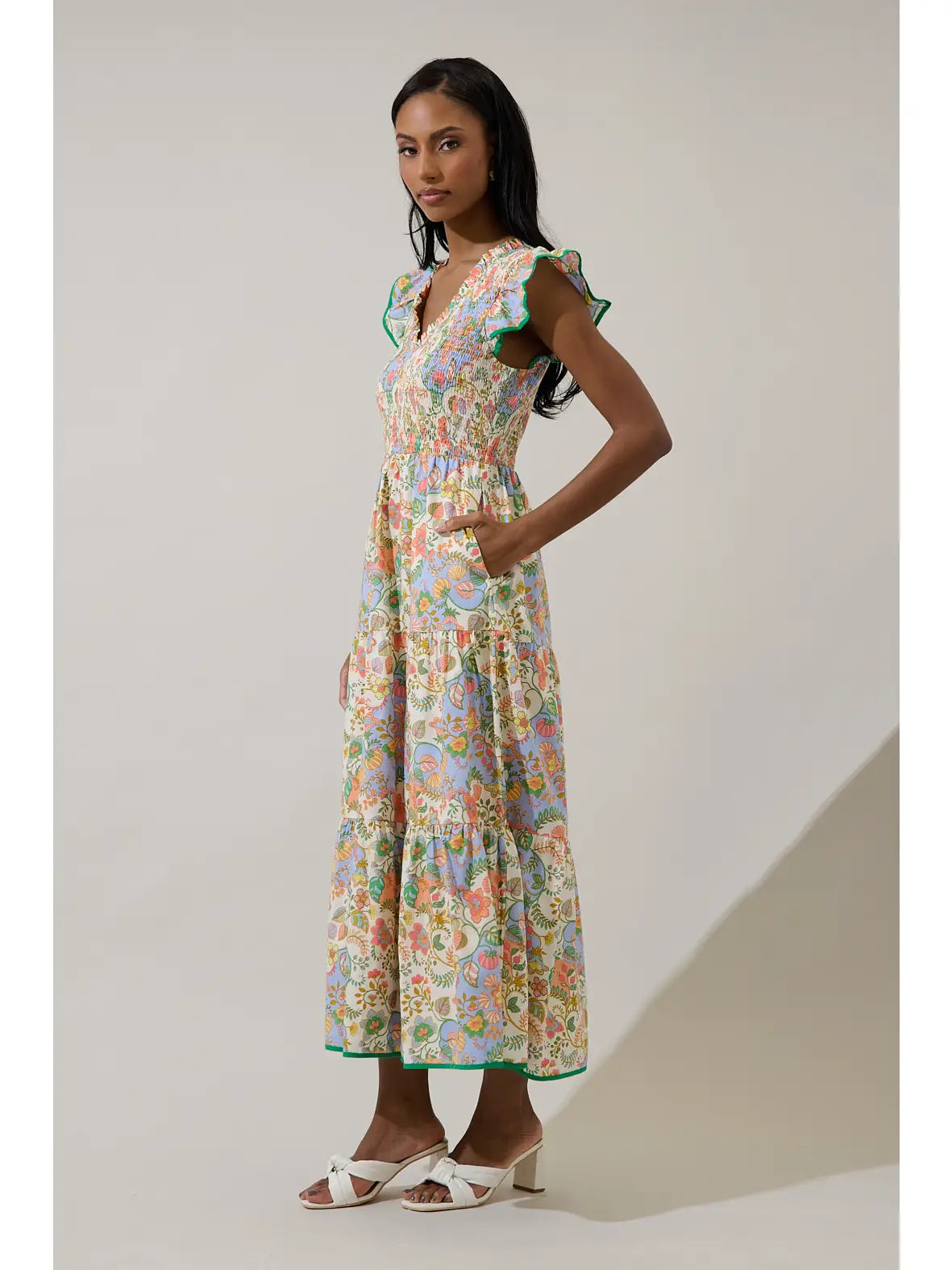 Sunfire Tiered Midi Dress Zamara Floral