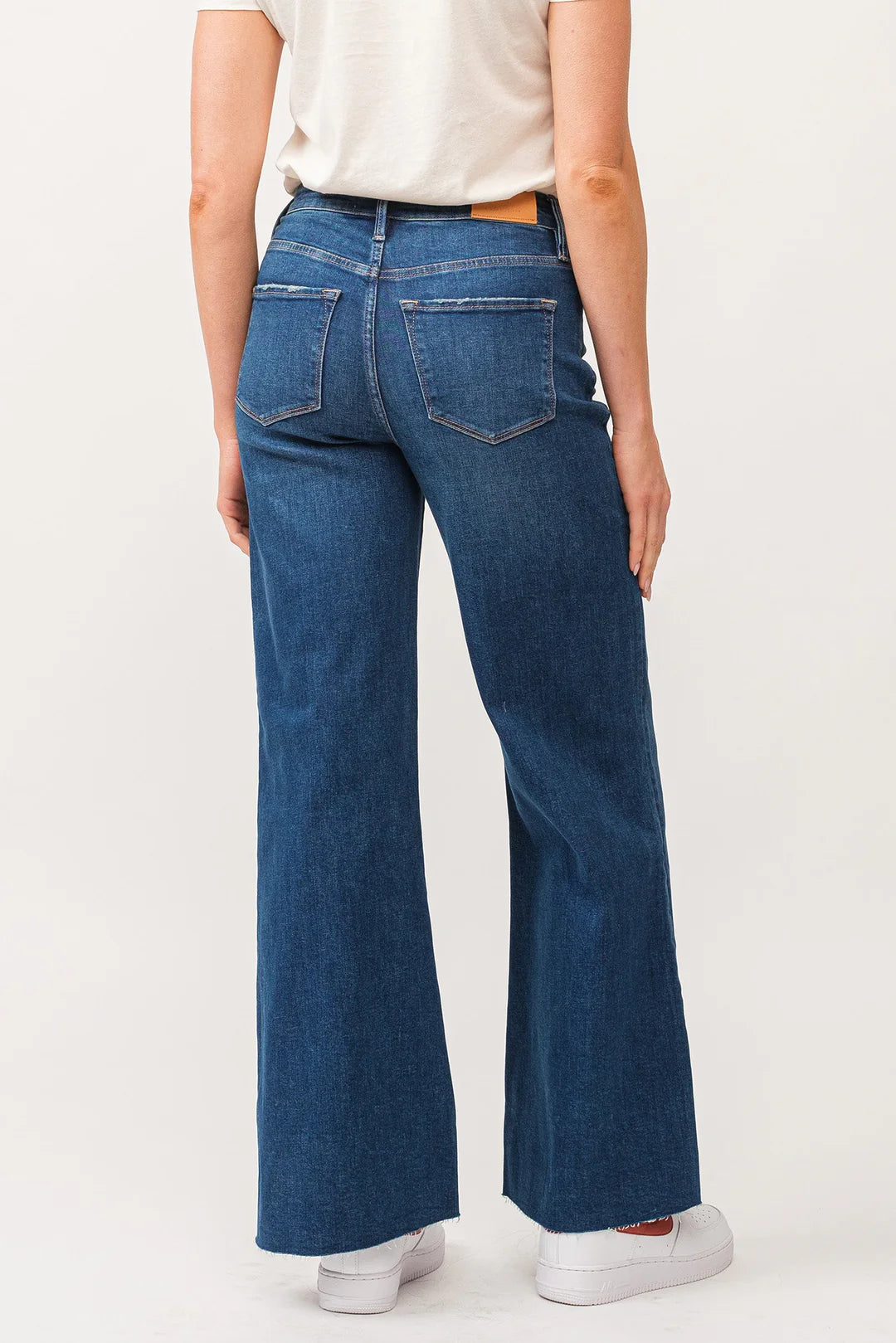 FIONA HIGH RISE RAW CUT HEM WIDE LEG JEANS BOREALIS