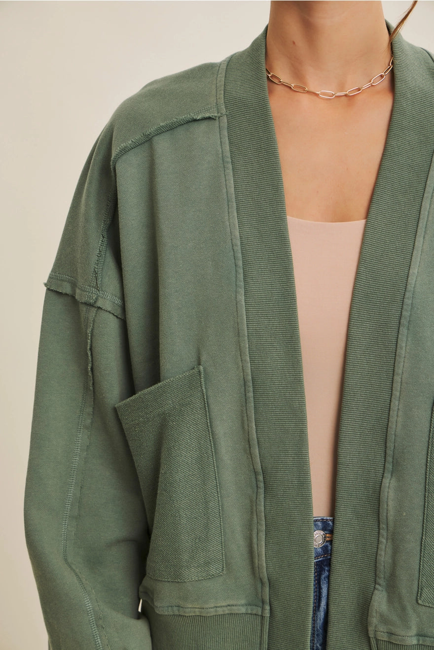 Cozy Favorite Mineral-Washed French Terry Cardigan