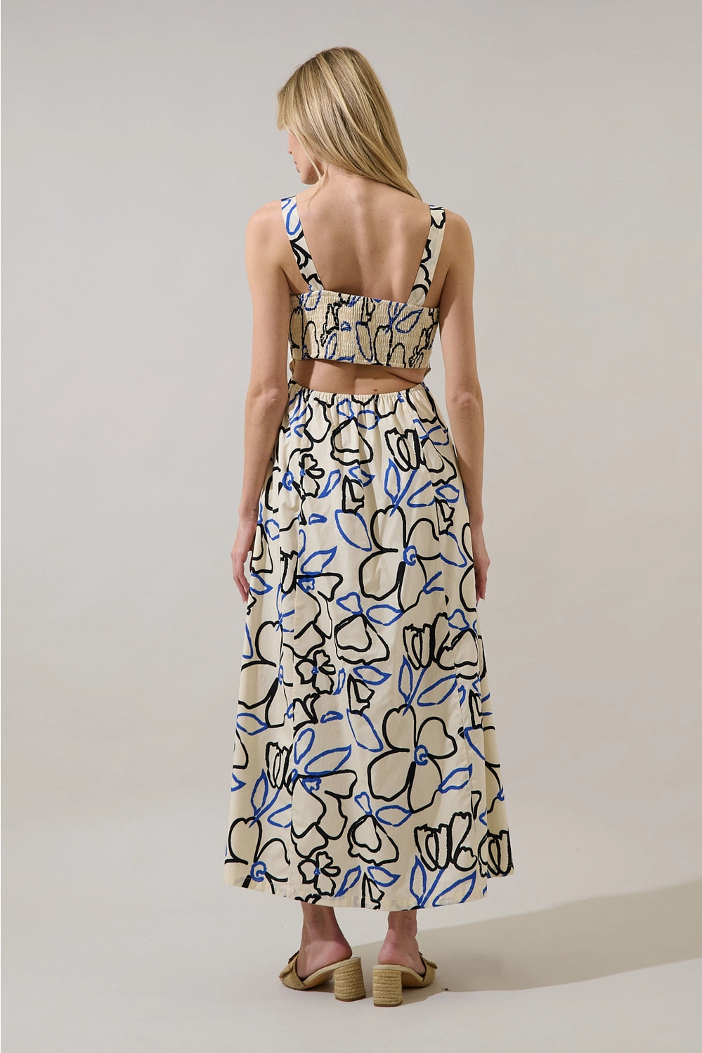 Tercy Floral Steff Open Back Midi Dress