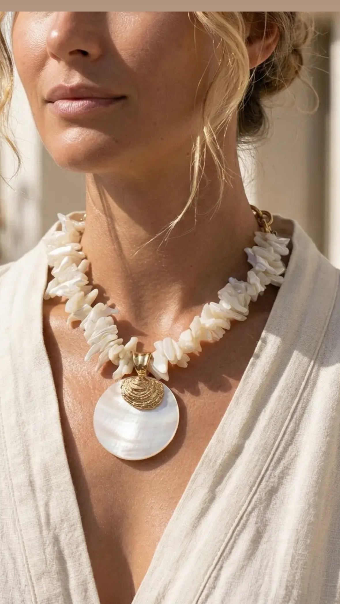 Chunky White Shell Necklace | Handmade Statement Jewelry
