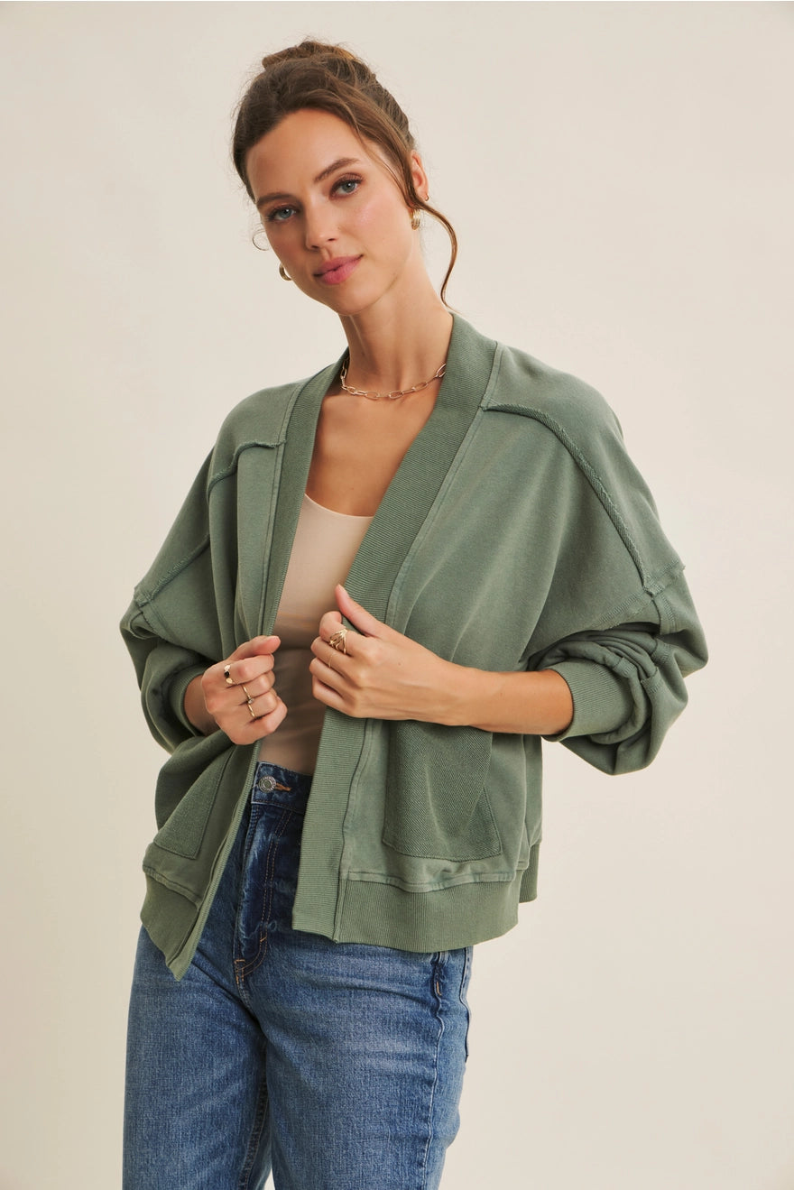 Cozy Favorite Mineral-Washed French Terry Cardigan