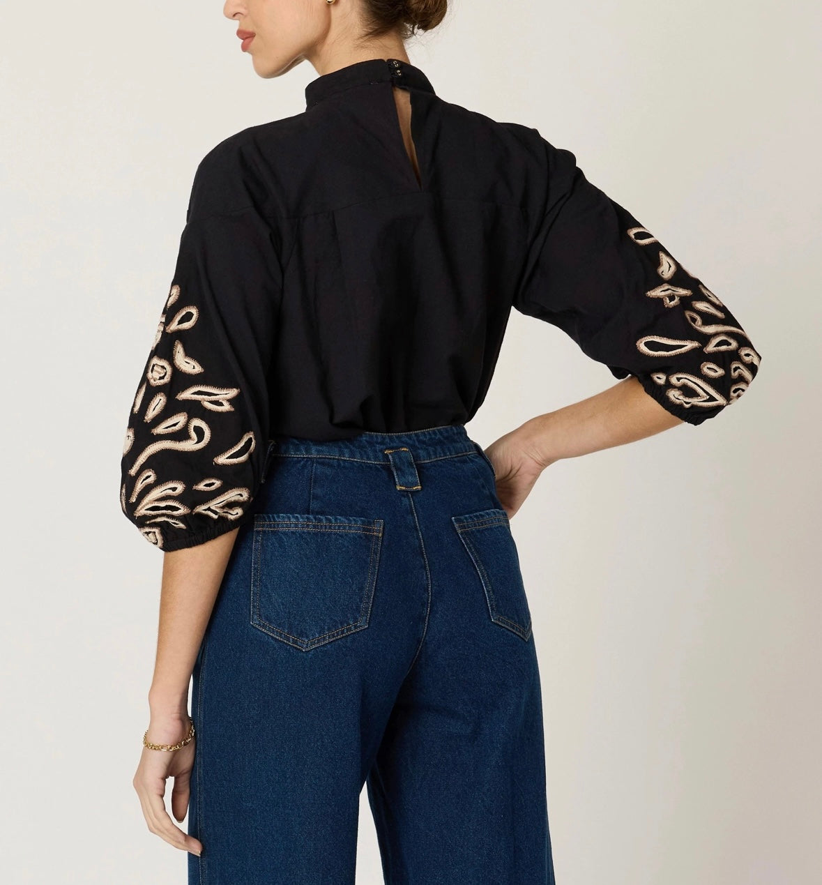 CLARISSA BLOUSE | BLACK/IVORY