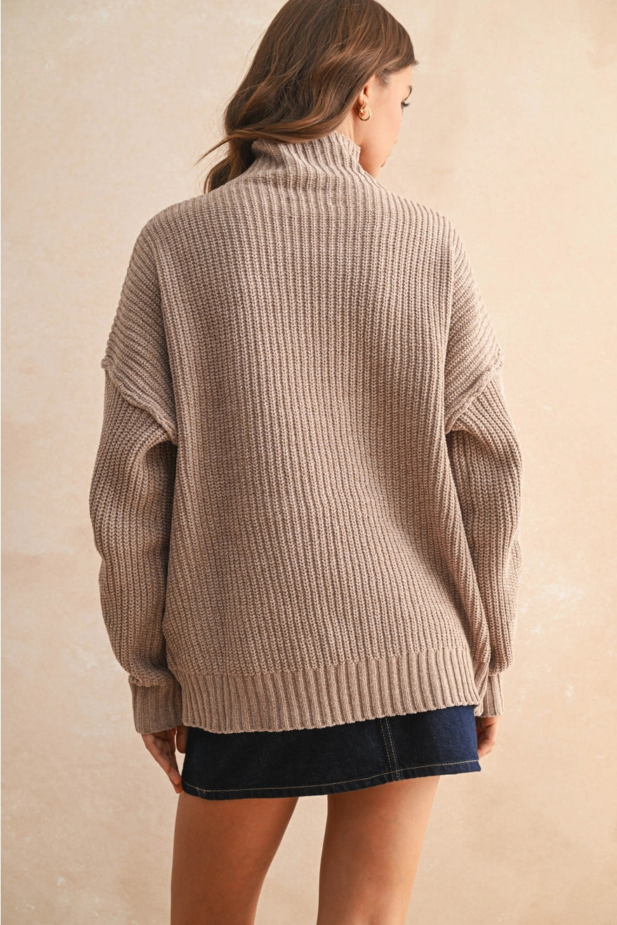 Chenille High Neck Sweater Top