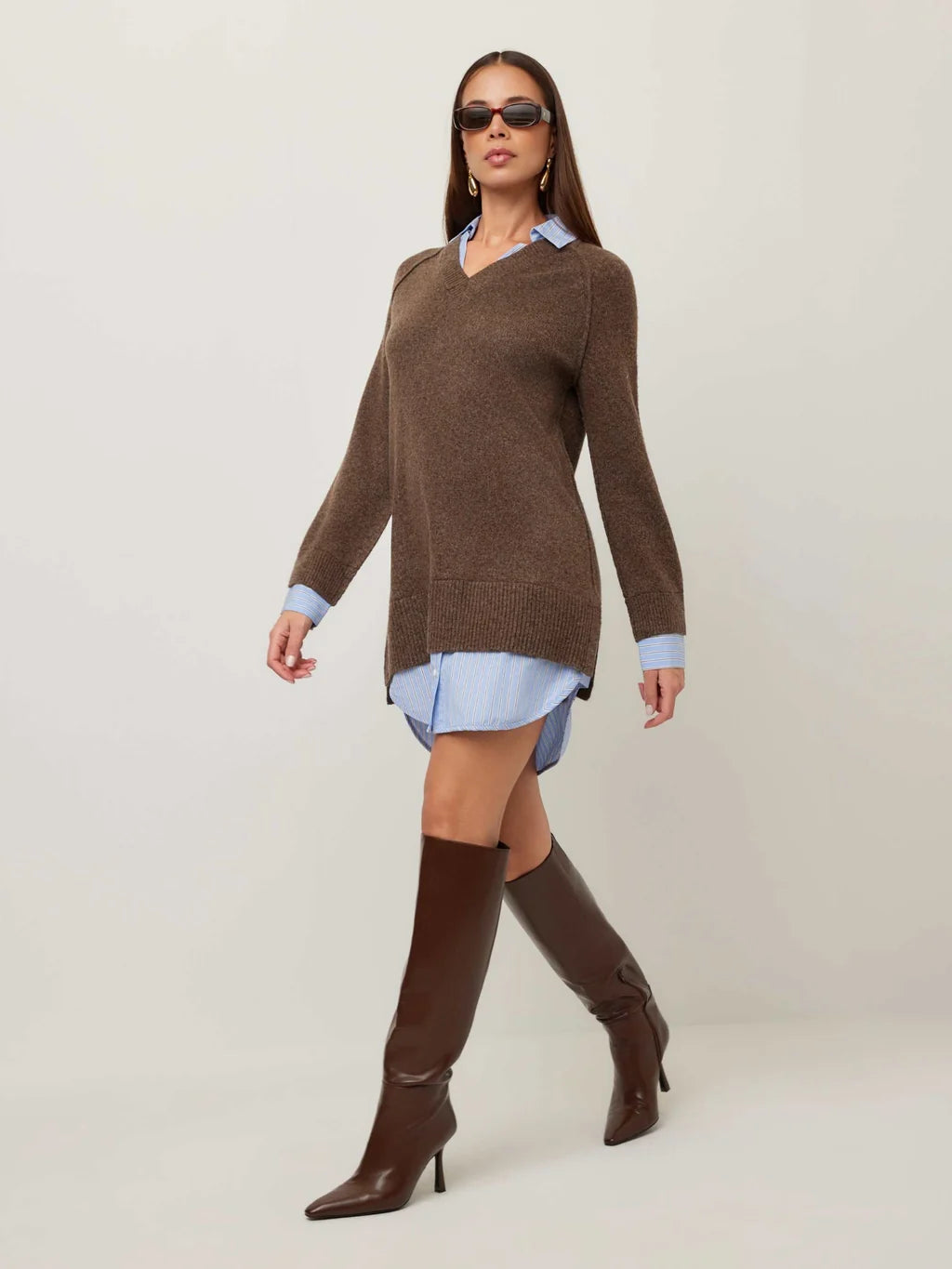 CARRIE MIXED MEDIA SWEATER DRESS