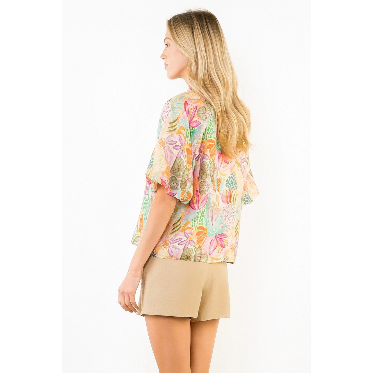 Floral Print Puff Sleeve Top
