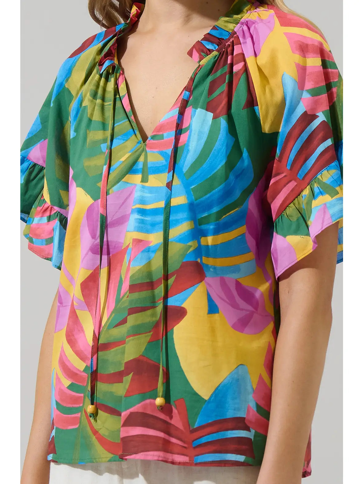 Novi Tropical Erie Split Neck Top