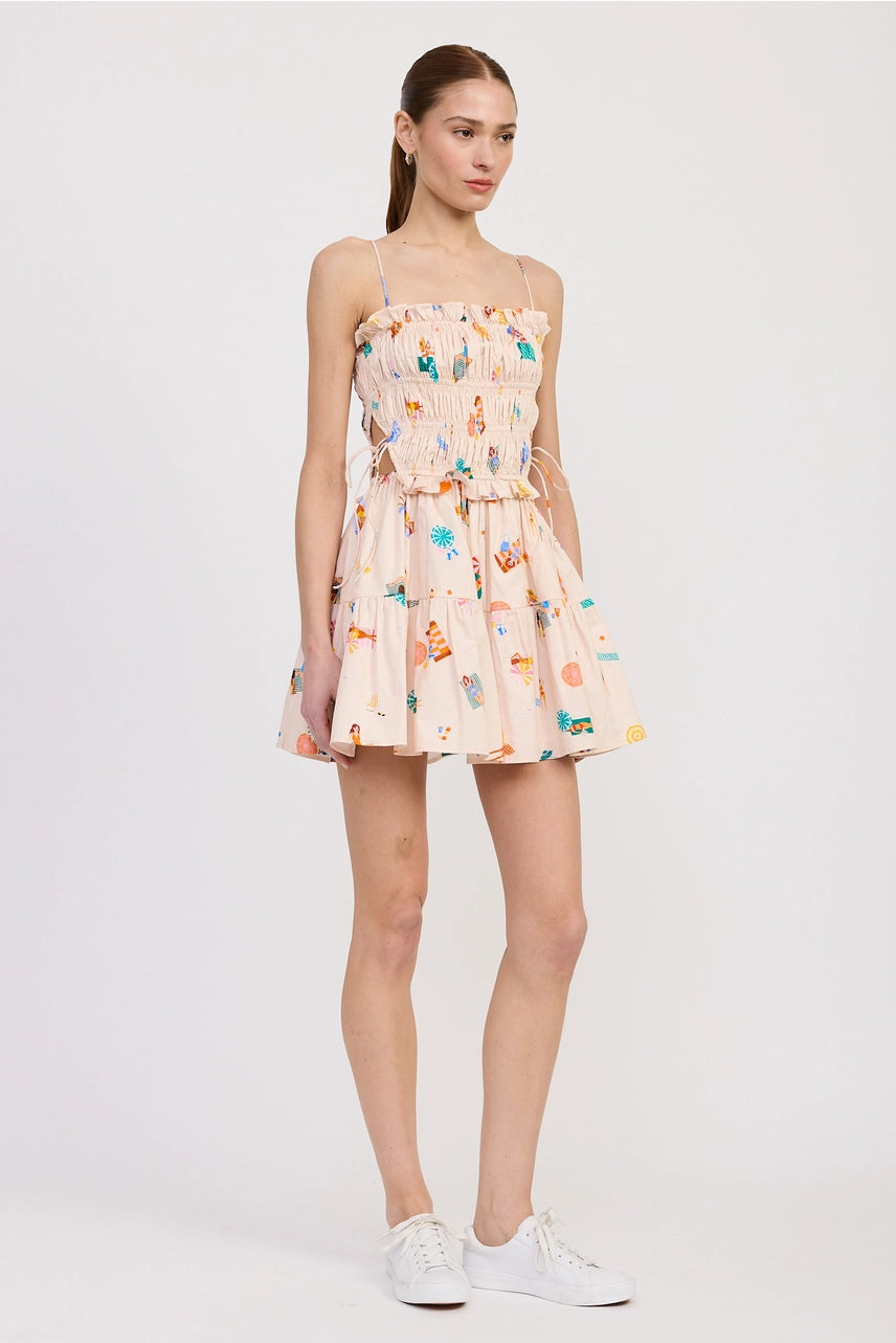 Gathered Poplin Min Dress