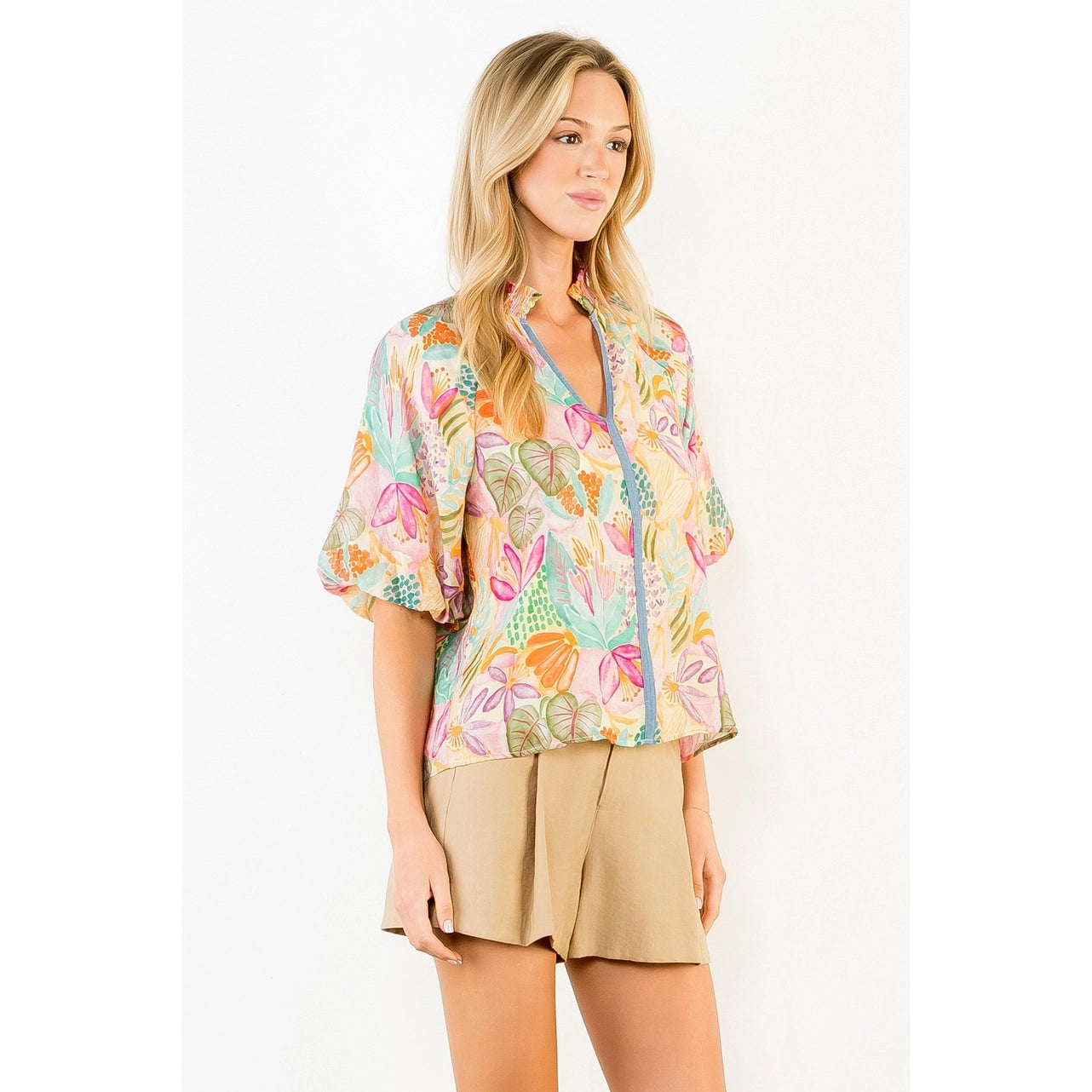Floral Print Puff Sleeve Top