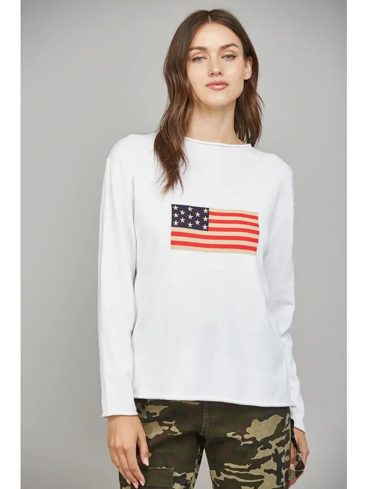 Flag Graphic Long Sleeve Sweater