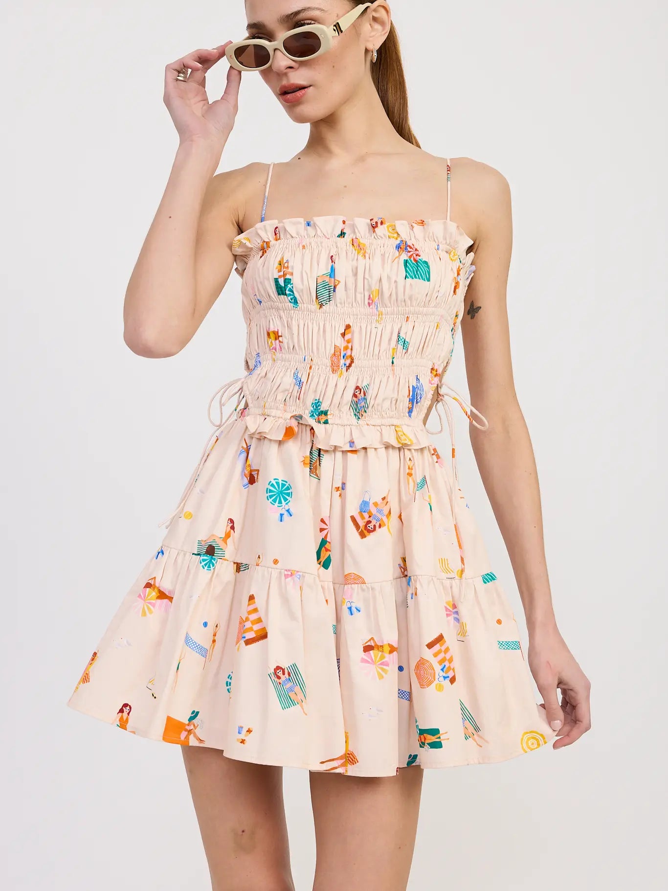 Gathered Poplin Min Dress