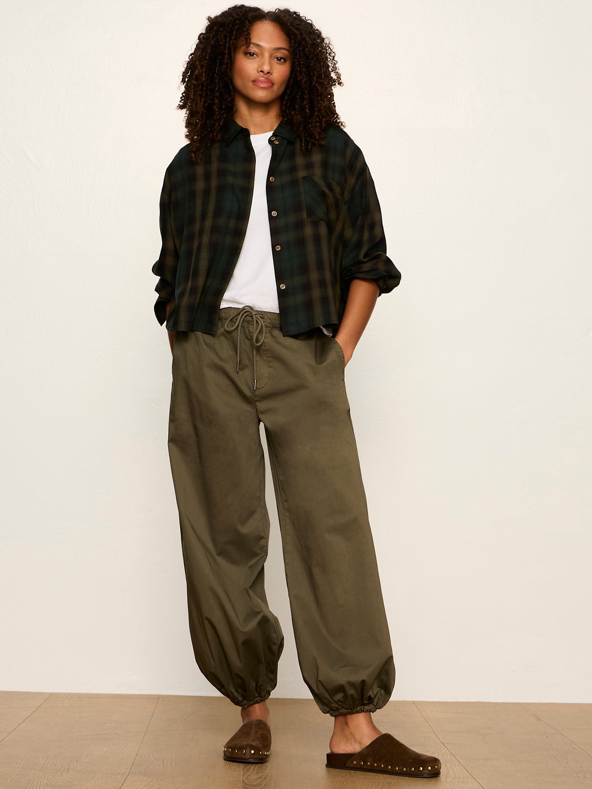 THE AUTUMN EDIT FLANNEL TOP FOREST PLAID