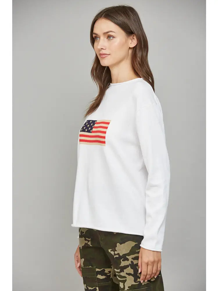 Flag Graphic Long Sleeve Sweater