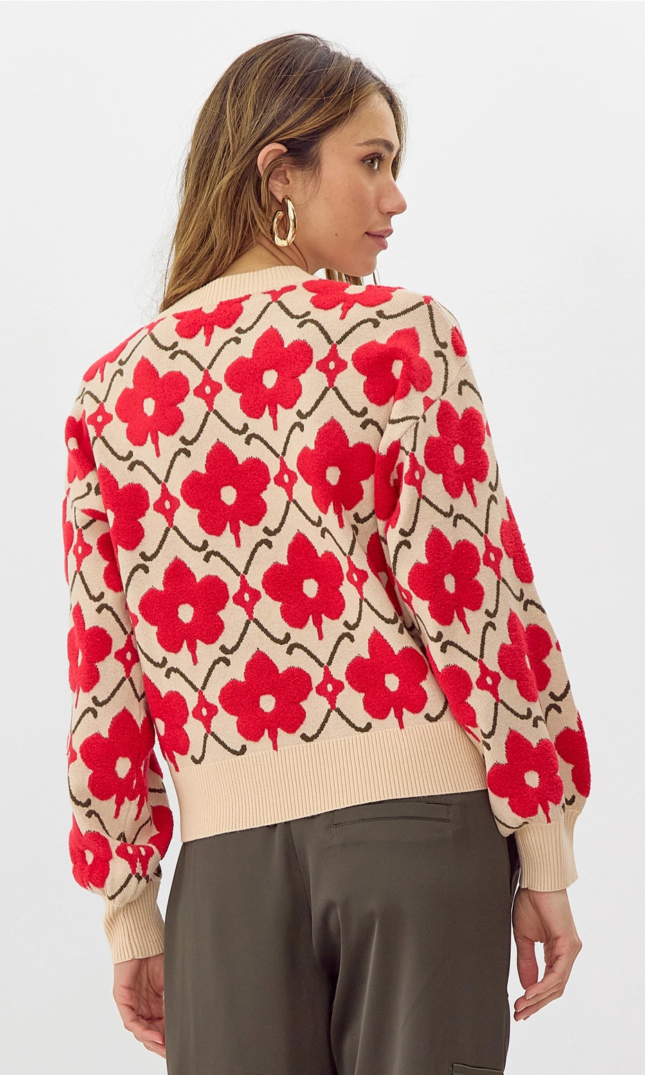 Lorna Textured Flower Pull Over Knit Sweater