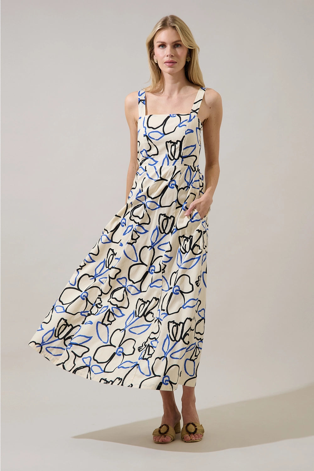 Tercy Floral Steff Open Back Midi Dress