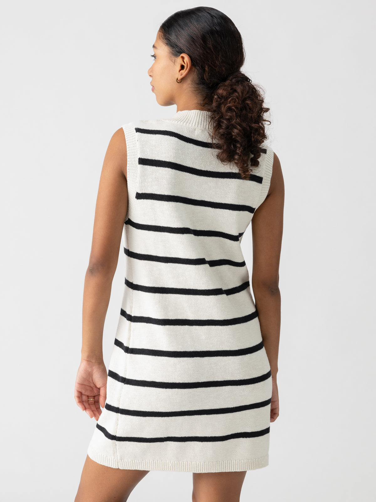 LIFE IS EASY SWEATER DRESS CHALK BLACK STRIPE