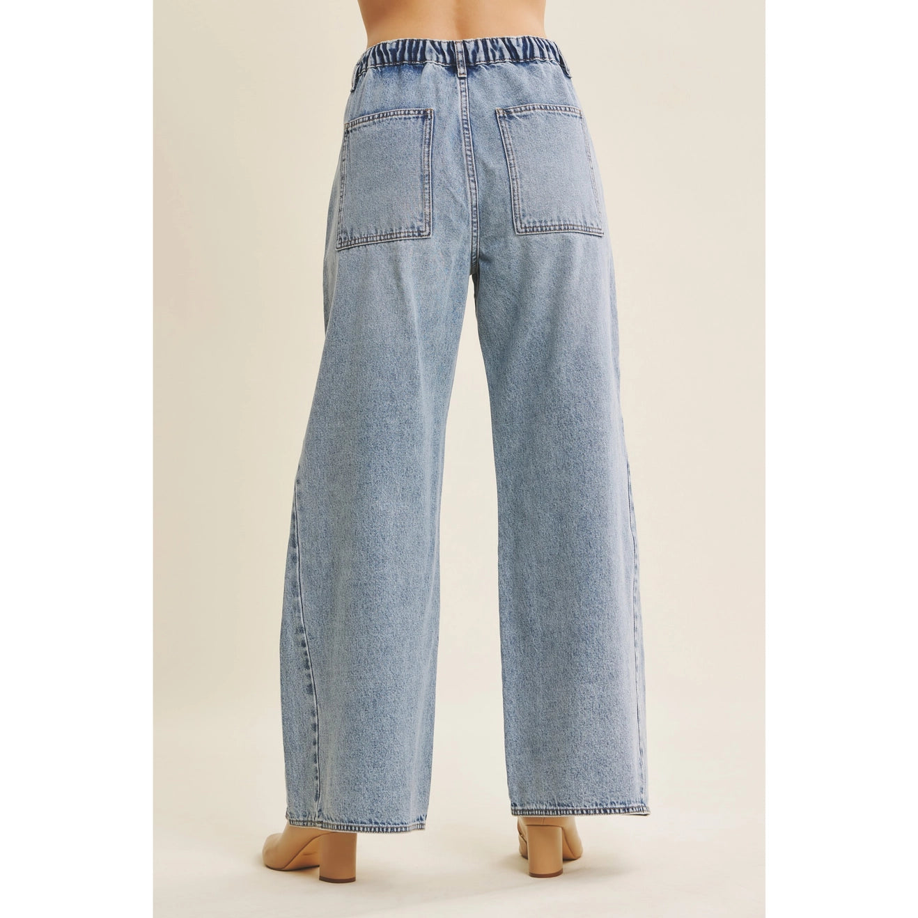 Ease and Grace Denim Washed Oversized Wide-Leg Jeans