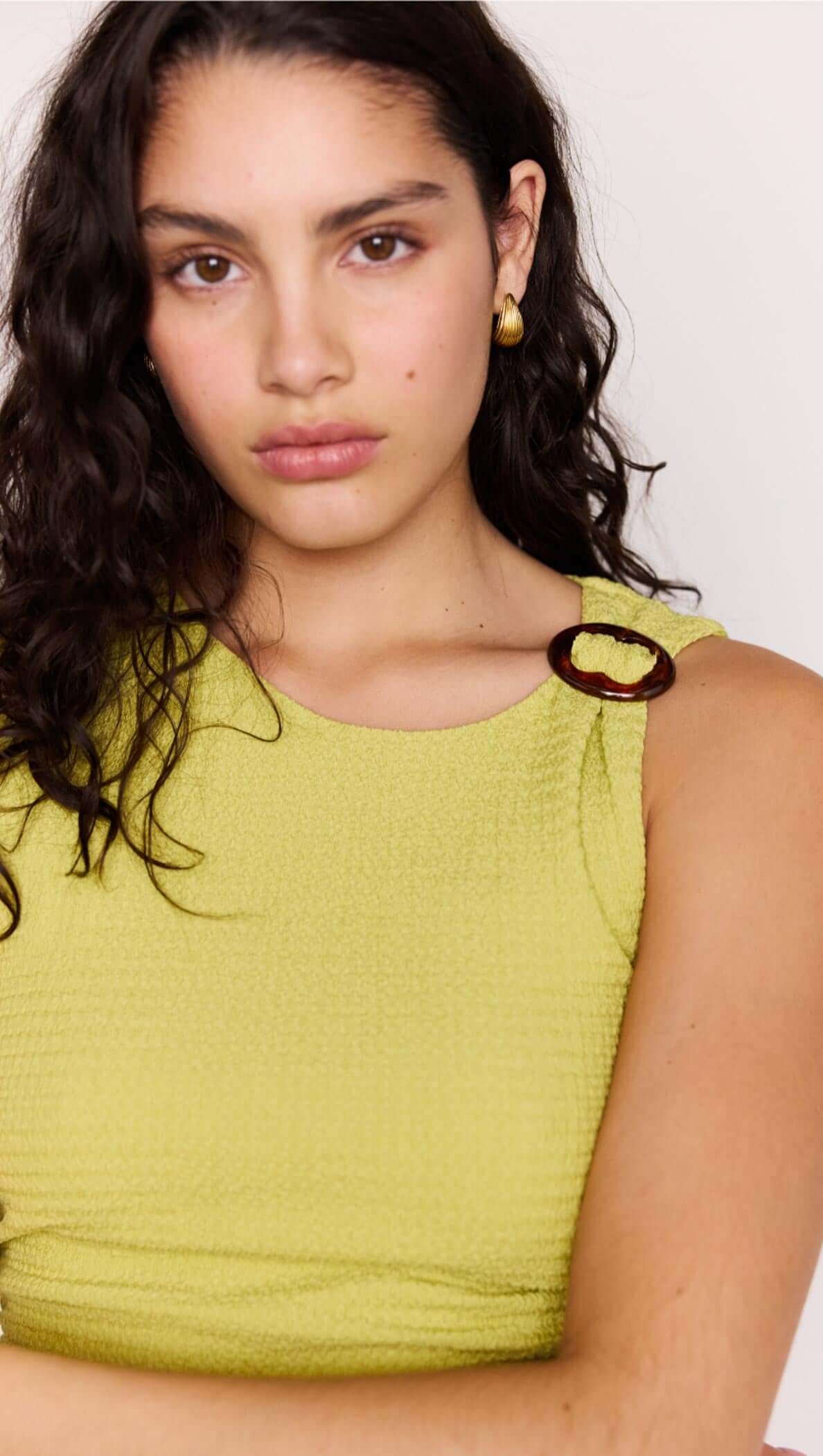 CHARTREUSE RUCHED MINI DRESS