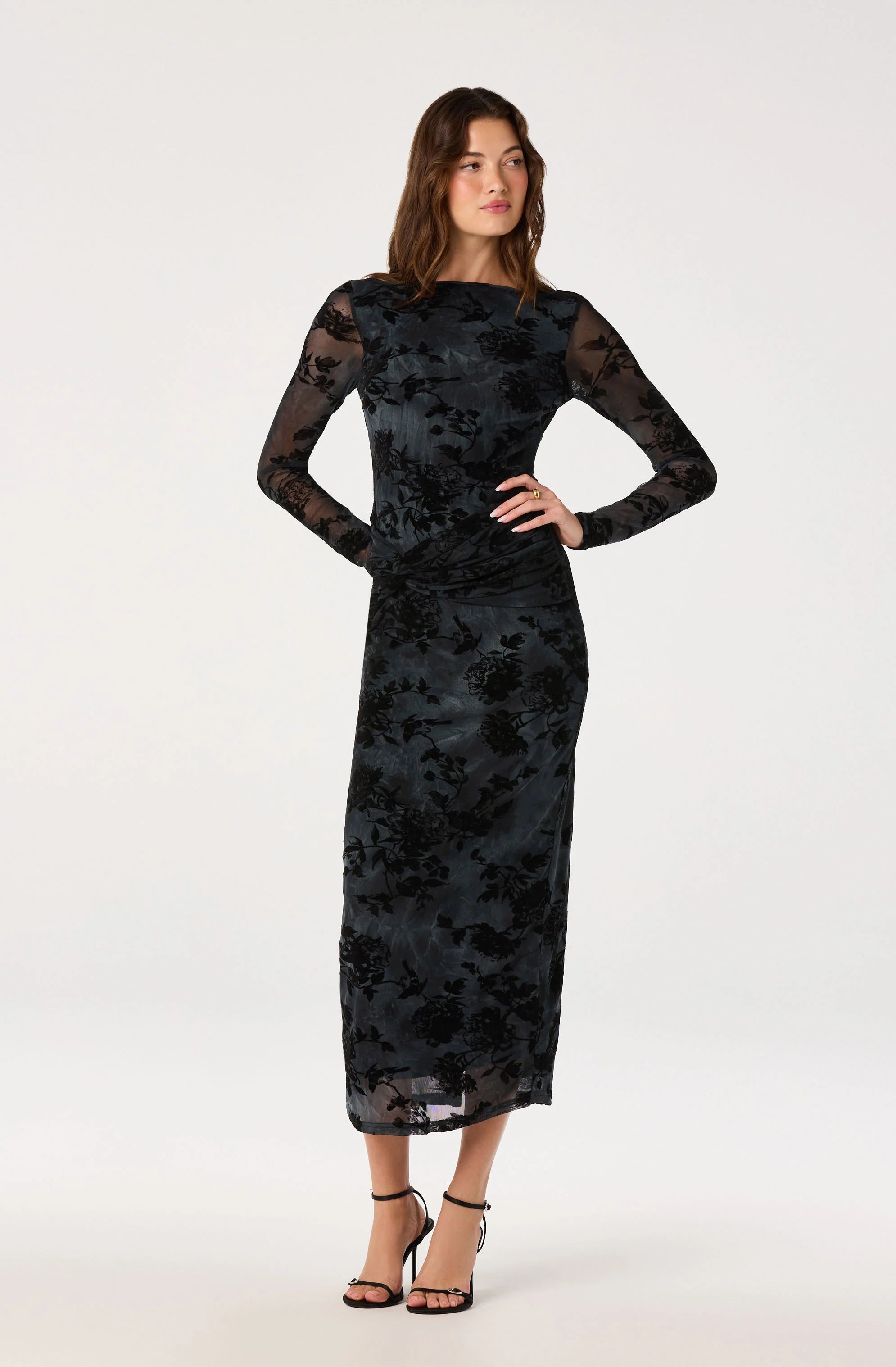 Syriah Burnout Floral Mesh Dress